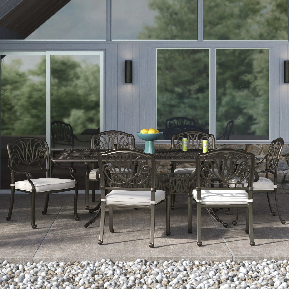Rectangular Long Dining Set With Sunbrella Cushions - Furniture Home Direct