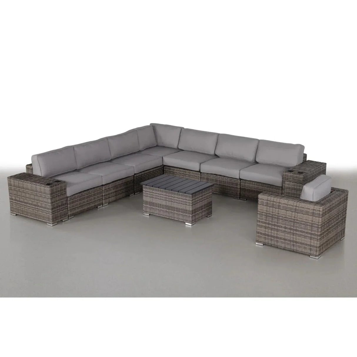 Modern Patio Rattan Sectional Set With Cushions - Furniture Home Direct