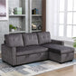 Reversible Sectional Storage Sleeper Sofa Bed, L-Shape 2 Seat Sectional Chaise With Storage, Skin-Feeling Velvet Fabric - Furniture Home Direct