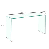 Elegant Transparent Tempered Glass Console Table With Rounded Edges, Modern Sofa Table - Clear - Furniture Home Direct