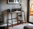 Garima - Legs Writing Desk - Rustic Oak / Black - Furniture Home Direct