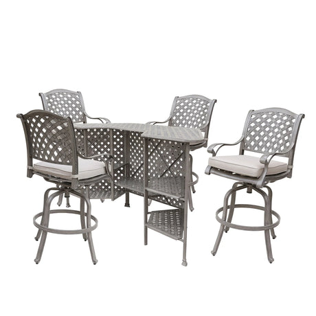 Cast Aluminum Bar Set With Cushion - Furniture Home Direct