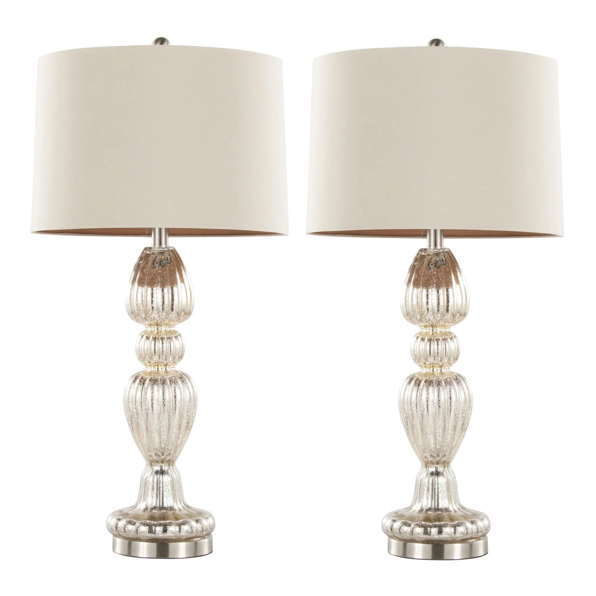 Spade - Contemporary Table Lamp (Set of 2) - Mercury / Nickel / Natural - Furniture Home Direct
