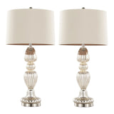 Spade - Contemporary Table Lamp (Set of 2) - Mercury / Nickel / Natural - Furniture Home Direct