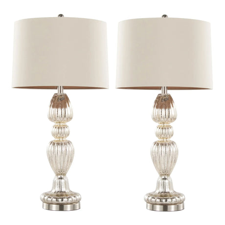 Spade - Contemporary Table Lamp (Set of 2) - Mercury / Nickel / Natural - Furniture Home Direct