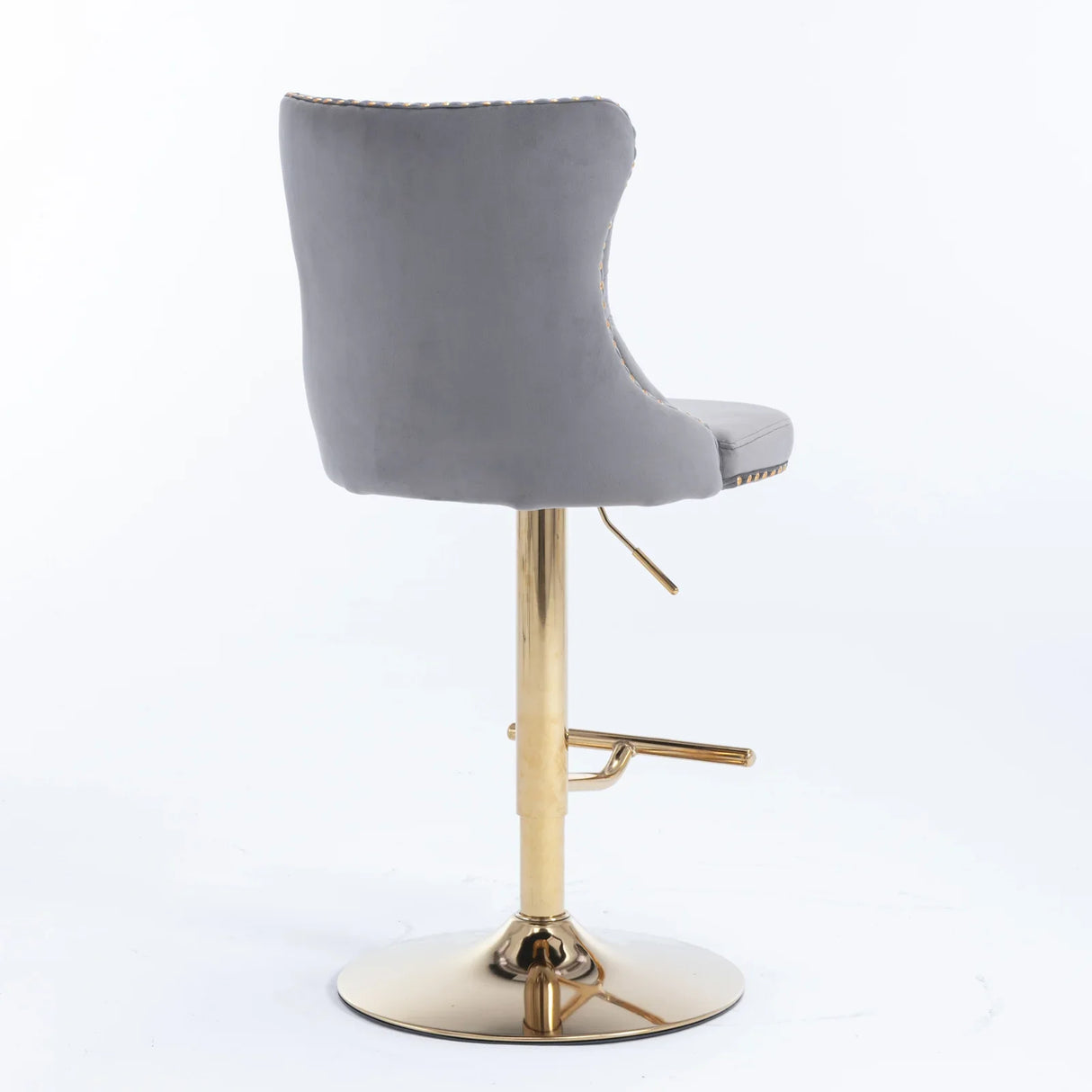 Bar Stools Velvet Upholstered Swivel Backed Set Of 2 Gray - Furniture Home Direct