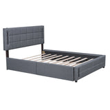 Upholstered Platform Bed With Trundle & Drawers - Furniture Home Direct