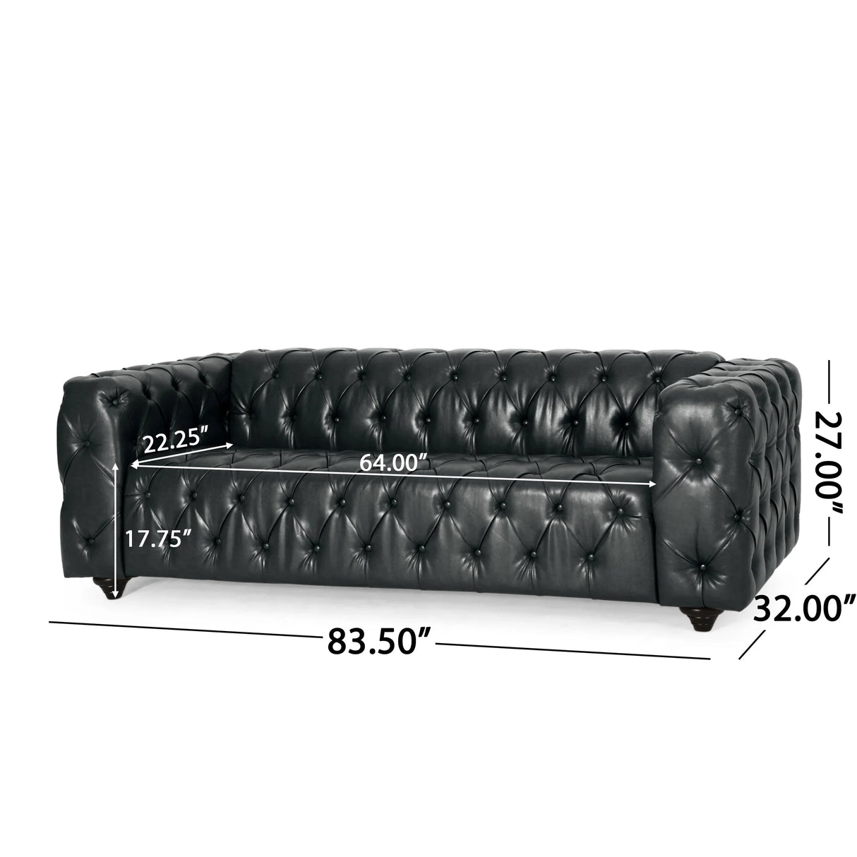 Modern PU Leather Sofa - Black - Furniture Home Direct