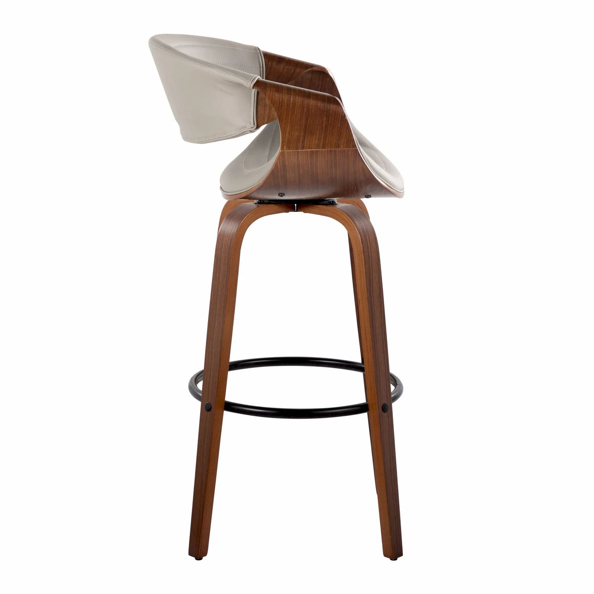 Symphony - Mid Century Modern Fixed Height Barstool With Swivel With Round Footrest (Set of 2) - Furniture Home Direct