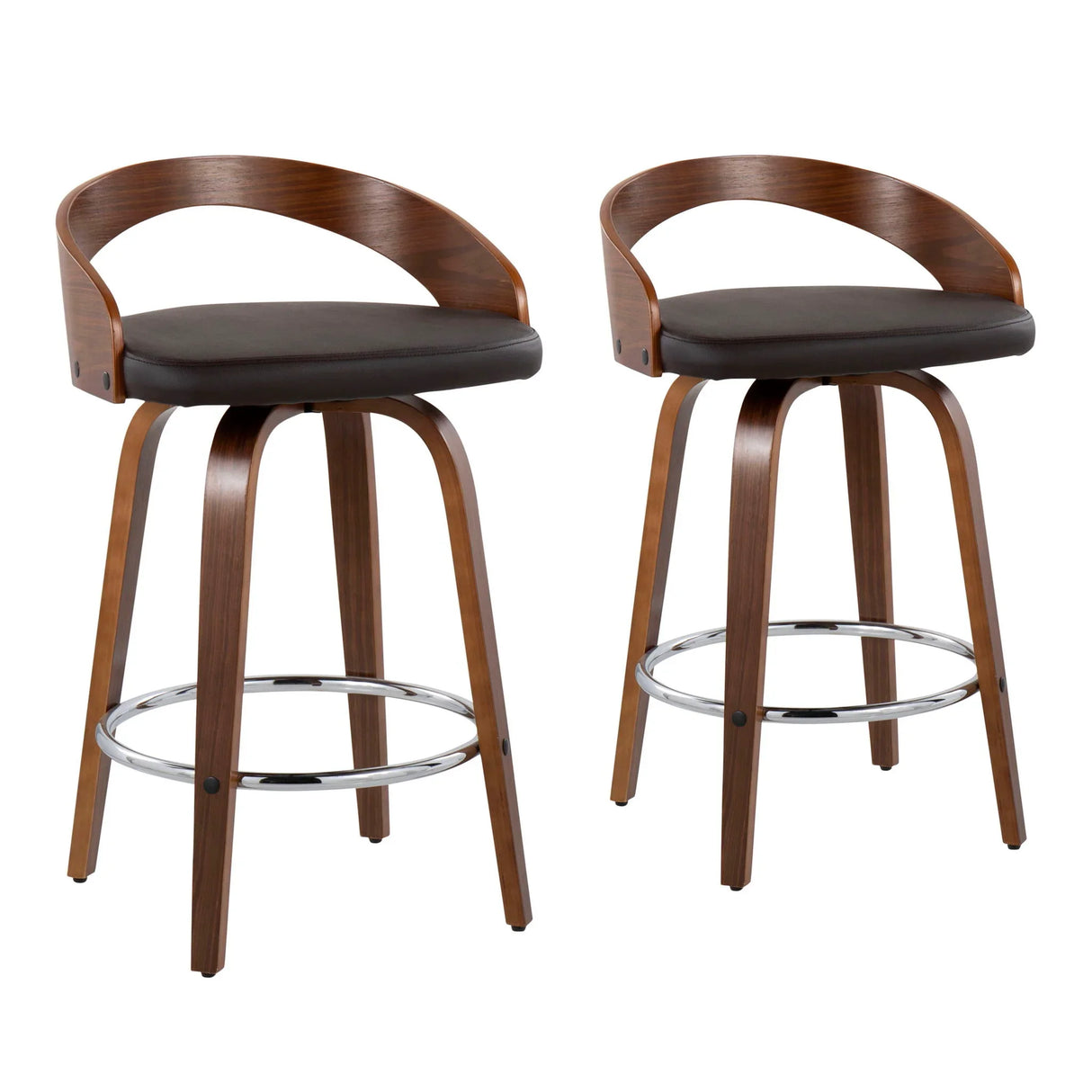 Grotto - Mid-Century Modern, Counter Stool With Swivel (Set of 2) - Furniture Home Direct