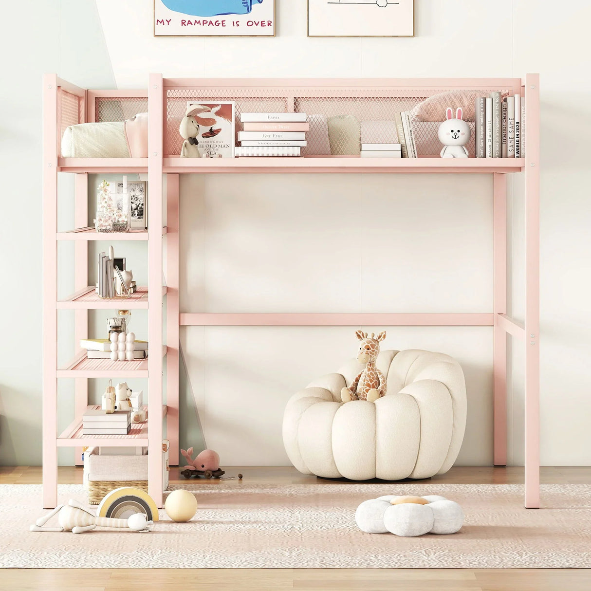 Loft Bed With 4 Tier Shelves And Storage - Furniture Home Direct