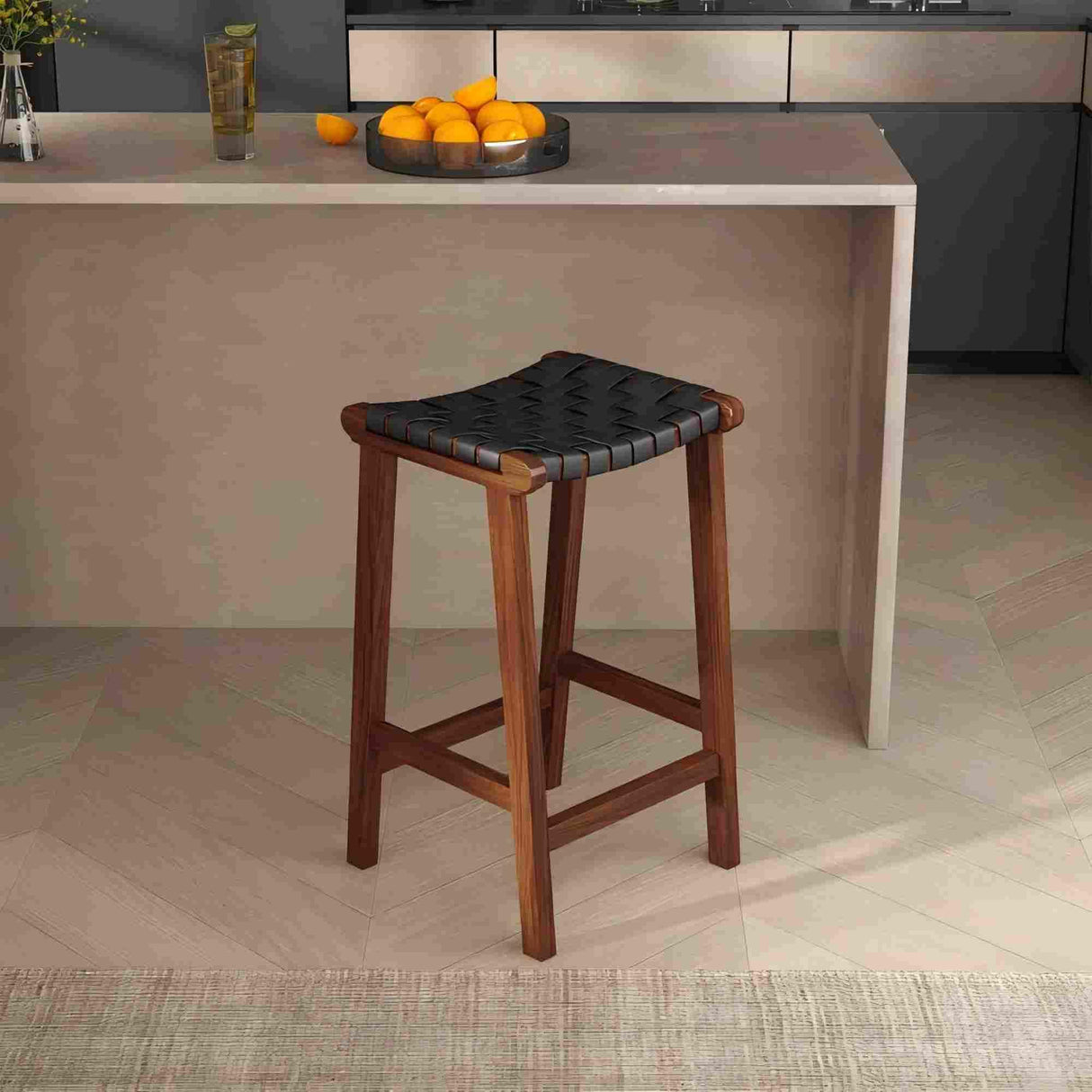 James - Modern Genuine Leather Bar Stool - Furniture Home Direct
