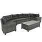 8 Pieces Outdoor Wicker Round Sofa Set, Half-Moon Sectional Sets All Weather, Curved Sofa Set With Rectangular Coffee Table, PE Rattan Water-Resistant And UV Protected, Movable Cushion - Furniture Home Direct