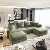 Deep Seat Convertible Sofa With Soft Pillows And Ottomans - Furniture Home Direct