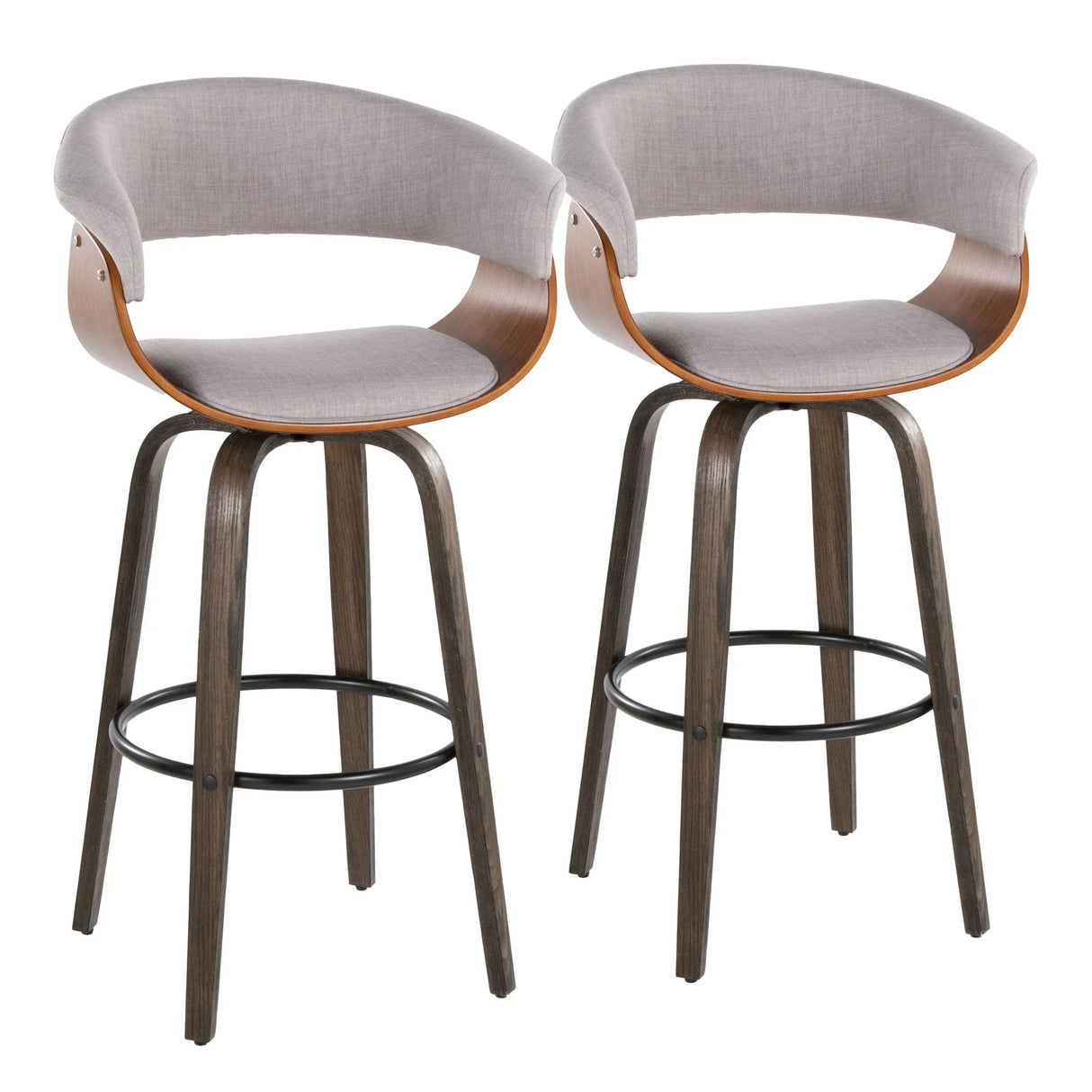 Vintage Mod - Mid Century Modern Fixed Height Barstool With Swivel & Round Footrest (Set of 2) - Furniture Home Direct