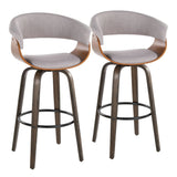 Vintage Mod - Mid Century Modern Fixed Height Barstool With Swivel & Round Footrest (Set of 2) - Furniture Home Direct