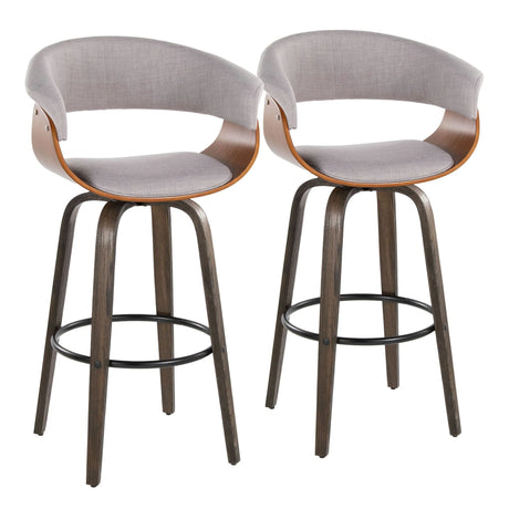 Vintage Mod - Mid Century Modern Fixed Height Barstool With Swivel & Round Footrest (Set of 2) - Furniture Home Direct