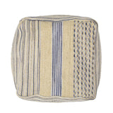 Western - Handcrafted Fabric Pouf, Durable - Natural / Blue - Furniture Home Direct