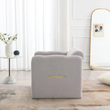 Arm Chair With Waved Arms, Metal Decoration On Both Side Arms - Furniture Home Direct