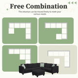 L Shaped Sectional Sofa with Ottoman and Cushions Black - Furniture Home Direct