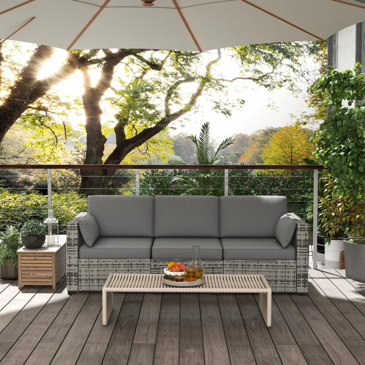 Wicker Outdoor Sofa - Gray - Furniture Home Direct