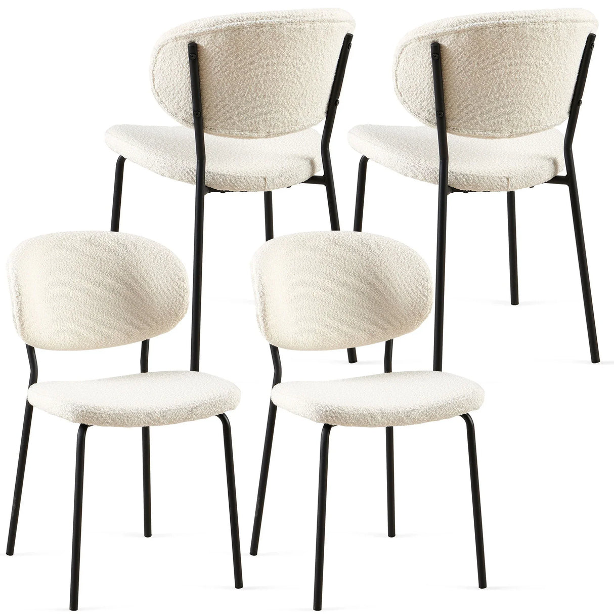 Boucle Dining Chairs, Dining Chairs With Metal Legs For Dining Room, Kitchen, Living Room - Furniture Home Direct