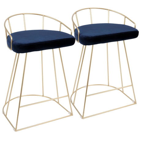 Canary - Contemporary / Glam Counter Stool (Set of 2) - Gold / Blue - Furniture Home Direct