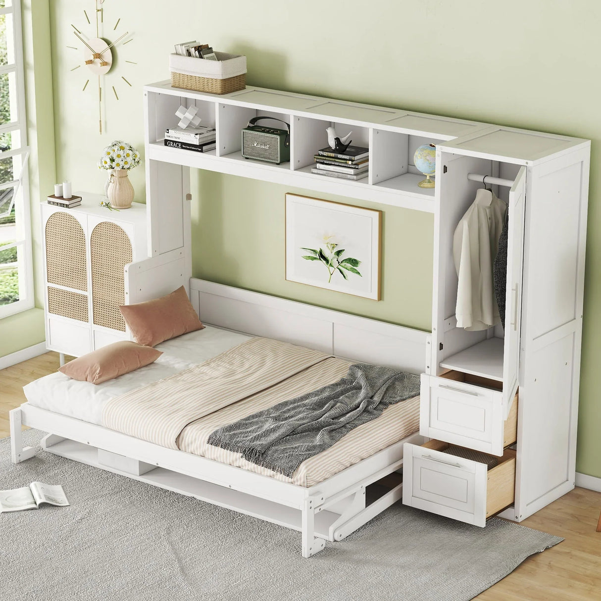 Space Saving Murphy Wall Bed With Closet And Drawers - Furniture Home Direct