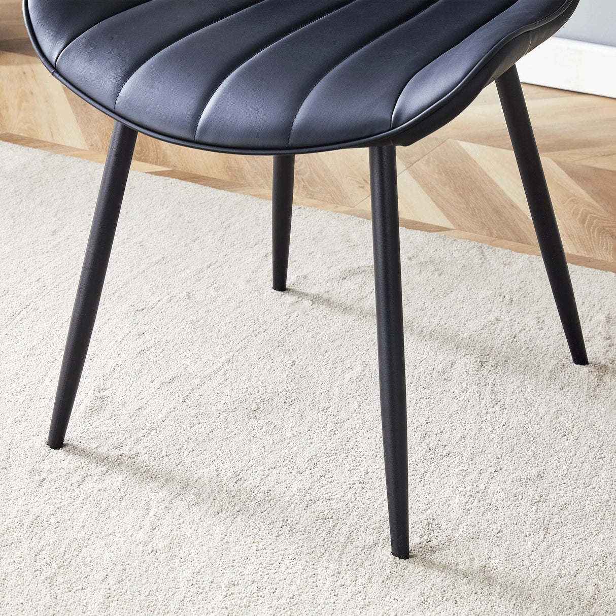 Dining Chairs With PU Leather Upholstery Metal Legs Black - Furniture Home Direct