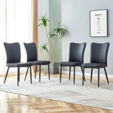 Modern Chair Set 4 Pieces With Vertical Backrest Design For Kitchen And Living Rooms - Black - Furniture Home Direct