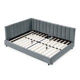 Mid-Century Upholstered Tufted Bed Frame With Backrest And Armrests - Furniture Home Direct