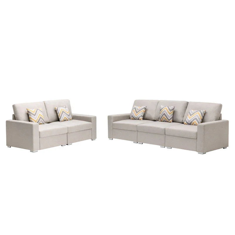 Nolan - Linen Fabric Sofa And Loveseat Living Room With Pillows And Interchangeable Legs - Furniture Home Direct