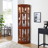 Corner Curio Cabinet With 5 Shelves And Lighting System (E26 Light Bulb Not Included) - Furniture Home Direct