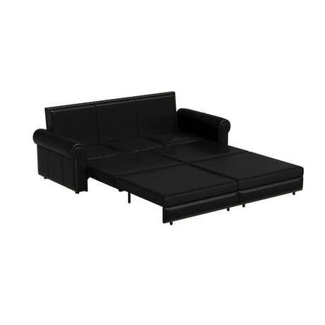 3 In 1 Convertible Sleeper Sofa With Nailhead Trim & Rolled Arm - Furniture Home Direct
