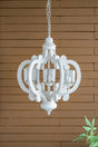 Farmhouse Chandelier, 6 Light Wood Chandelier Pendant Light Fixture With Adjustable Chain For Dining Room Living Room Entryway, Bulb Not Included - Furniture Home Direct
