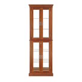 Curio Cabinet Lighted Curio Diapaly Cabinet With Adjustable Shelves And Mirrored Back Panel, Tempered Glass Doors (6 Tier), (E26 Light Bulb Not Included) - Furniture Home Direct
