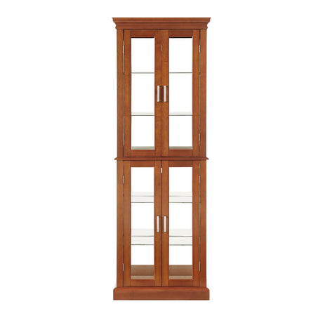 Curio Cabinet Lighted Curio Diapaly Cabinet With Adjustable Shelves And Mirrored Back Panel, Tempered Glass Doors (6 Tier), (E26 Light Bulb Not Included) - Furniture Home Direct