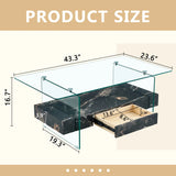 Modern 2 Tier Square Coffee Table, Elegant Marble Pattern - Furniture Home Direct