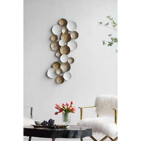 Metal Contemporary Wall Decor Accent, Large Hanging Sculpture For Bedroom Entryway Living Room - Golden / White - Furniture Home Direct