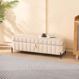 Wide Upholstered Velvet Storage Soft Bench Ottoman With Metal Legs - Furniture Home Direct