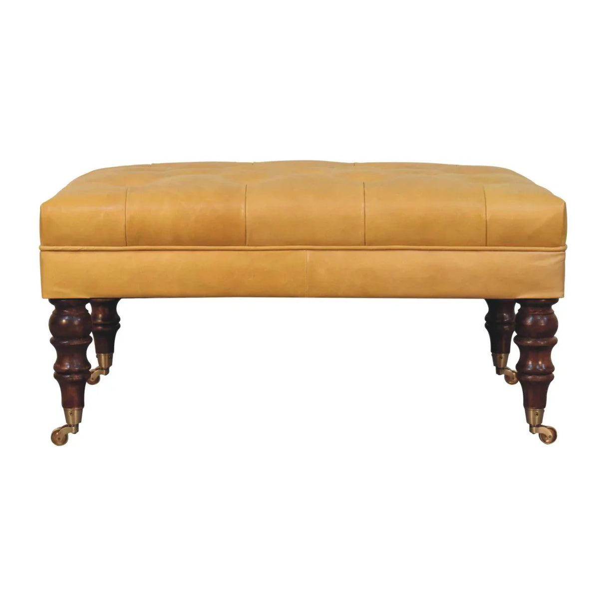 Buffalo - Leather Ottoman With Castor Legs - Furniture Home Direct