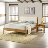 Bedroom Set 5 Piece Corduroy Upholstered Queen Bed Walnut - Furniture Home Direct