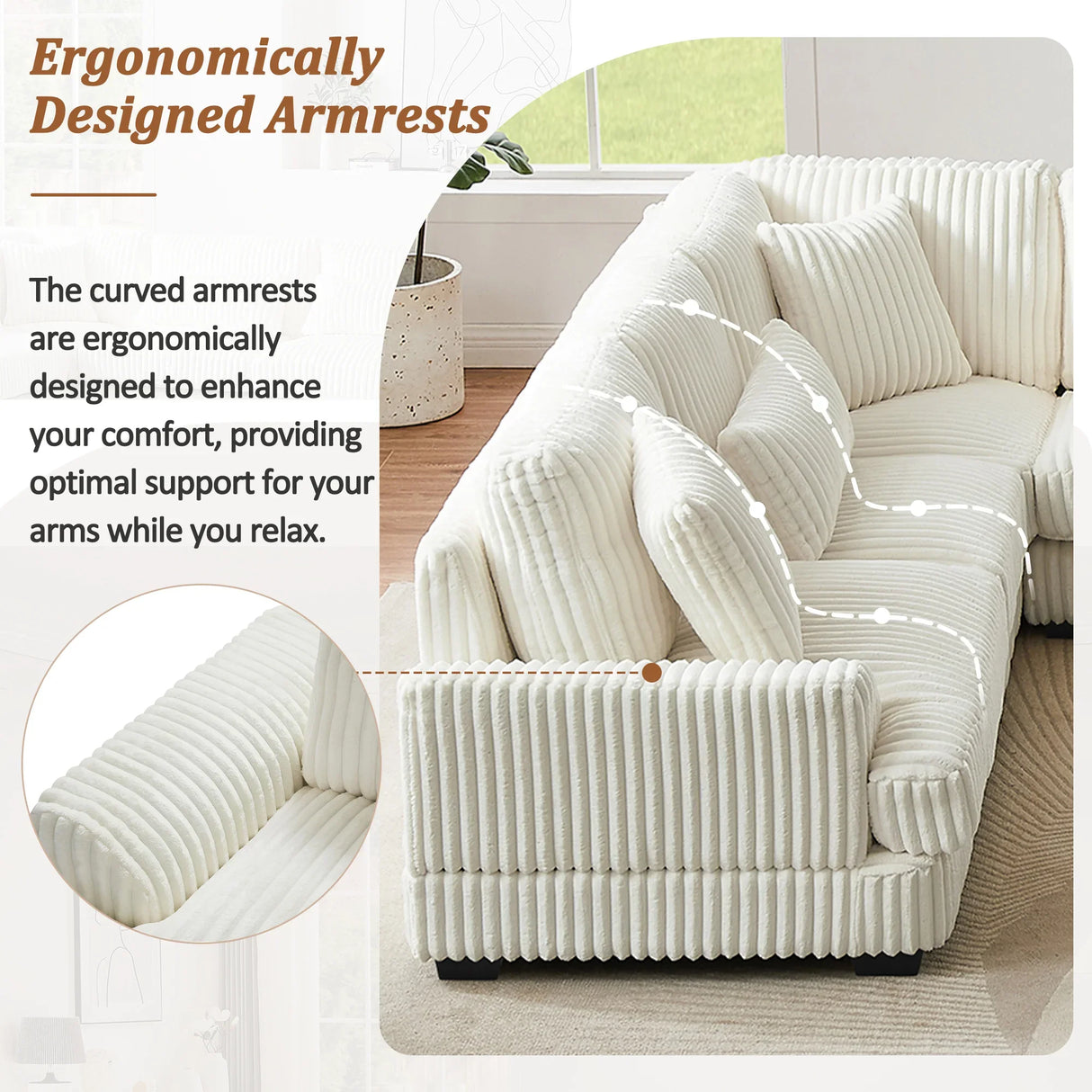 Sectional Sofa U Shaped Oversized With Chaise Beige - Furniture Home Direct