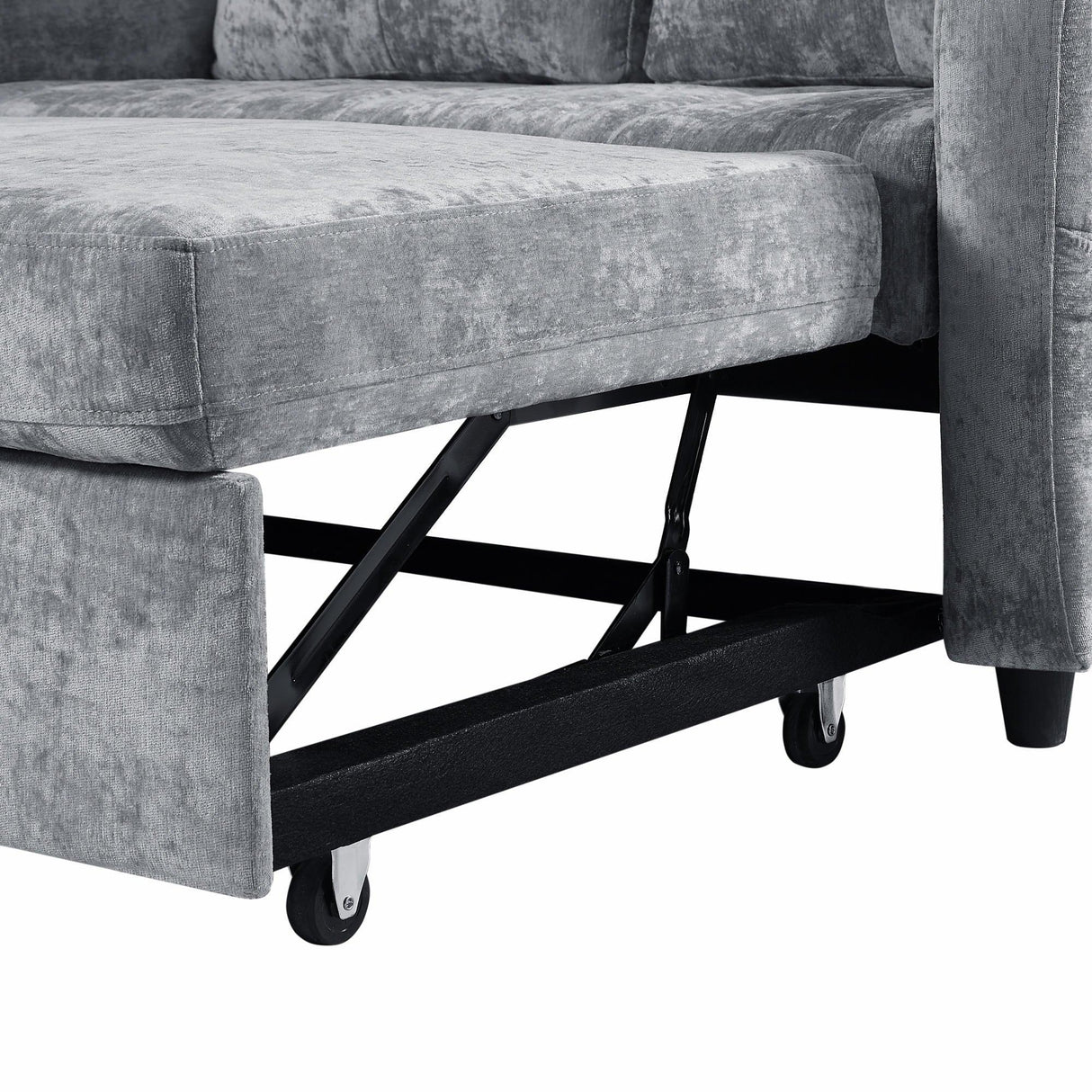 Sleeper Sofa With Adjustable Backrest, Two Cup Holders, Phone Holder, Three Charging Ports And Side Storage Pockets - Gray - Furniture Home Direct