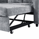 Sleeper Sofa With Adjustable Backrest, Two Cup Holders, Phone Holder, Three Charging Ports And Side Storage Pockets - Gray - Furniture Home Direct