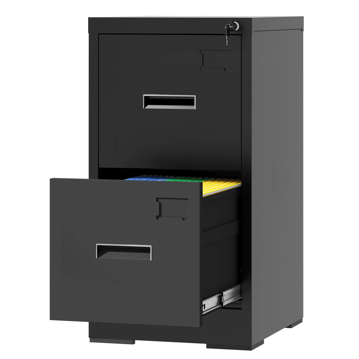 Modern Drawer Metal Vertical File Cabinet With Lock And Card Slot For Office - Furniture Home Direct