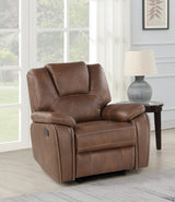 Katrine - PU Manual Motion Recliner - Chestnut Brown - Furniture Home Direct