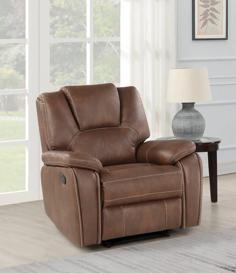Katrine - PU Manual Motion Recliner - Chestnut Brown - Furniture Home Direct