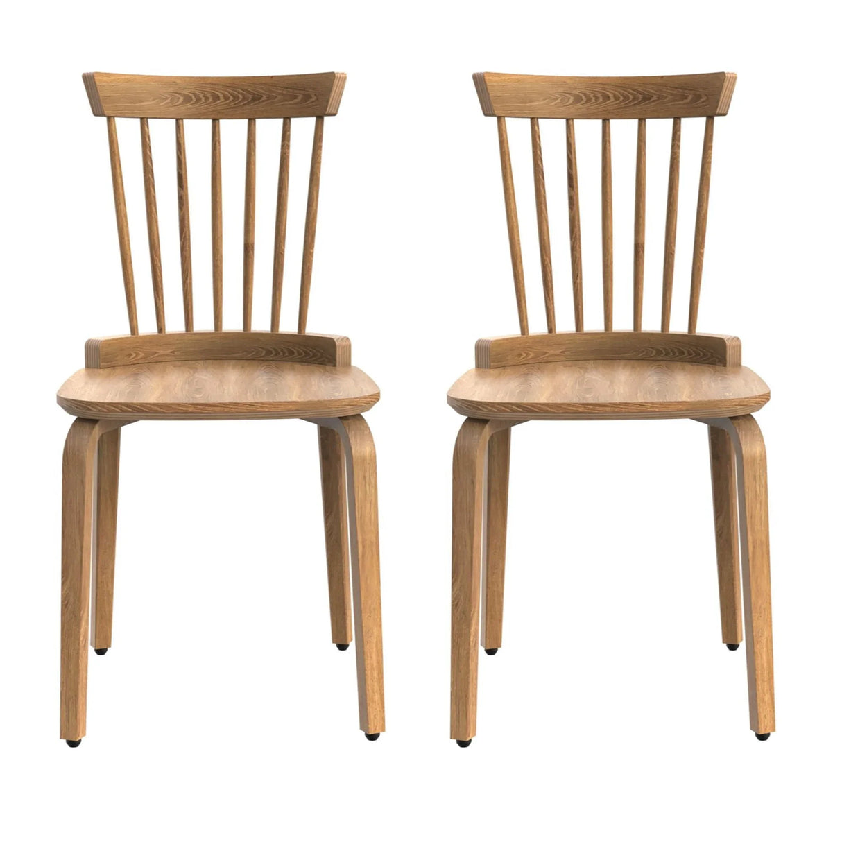Solid Wood Slat Back Windsor Chair (Set of 2) - Furniture Home Direct