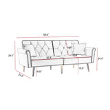 Velvet Tufted Sofa Couch With 2 Pillows And Nailhead Trim - Furniture Home Direct
